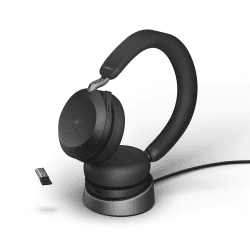 Jabra Evolve2 75 Wireless PC Headset mit Ladedock, 8-Mikrofon-Technologie, Dual-Foam Stereo, Aktive Geräuschunterdrückung, USB-A Bluetooth-Adapter, MS Teams, Schwarz (Generalüberholt) Angebot bei HelloDeals