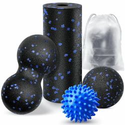 4 Stück Faszienball Set, Kleiner Faszienrolle, 7cm Igelball und Duoball Massageball Fazienrolle für Wirbelsäule Rücken Nacken Fuß, Mittelhart Blackroll für Faszientraining DurchfüHren Angebot bei HelloDeals