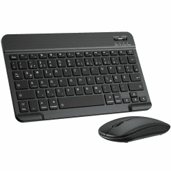 PINKCAT Bluetooth Tastatur Maus Set, Deutsches QWERTZ Layout Slim Wiederaufladbare Tastatur mit integriertem Akku, Bluetooth Maus (Battery) für iPad, iOS, Mac, Windows und Android BT_Schwarz Angebot bei HelloDeals