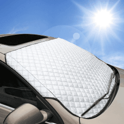 BEEWAY Auto Sonnenschutz Frontscheibe, Ultra-Dick und Ganzjährig Auto Frontscheibenabdeckung Windschutzscheiben Sonnenblende Wintergegen Schnee EIS Frost Sonne UV Staub Wasserbeständig(140 x 90cm) Standard Size Angebot bei HelloDeals