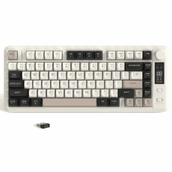 ZIYOU LANG M75 Kabellose Gaming-Tastatur mit Smart-Display und Drehknopf, Bluetooth/2,4 GHz, PBT-Tastenkappen, Regenbogen-Hintergrundbeleuchtung, TKL-Membrantastatur mit 82 Tasten (Käse) Angebot bei HelloDeals