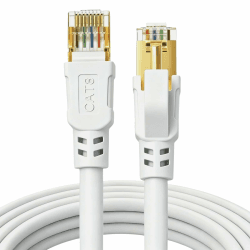 DDMALL CAT 8 Ethernet Kabel 2m, Hochgeschwindigkeit Netzwerkkabel 40Gbps 2000MHz Internet LAN Kabel mit Vergoldetem RJ45 für Router, Modem, Gaming, PCs (2 Meters, weiß) 2m weiß 1 Angebot bei HelloDeals