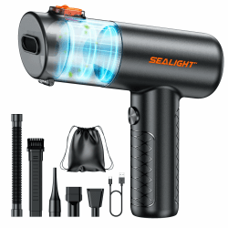 SEALIGHT Handstaubsauger Akku 32000Pa Kabelloser Autosauger Stark,Bürstenloser Motor 400000 RPM, Mini Staubsauger für Auto,PC,Sofa,Tierhaare,Notfall Originalschwarz Angebot bei HelloDeals