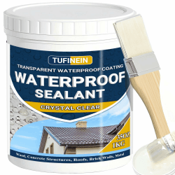 Transparenter Wasserdichter Beschichtungsmittel 1KG, TUFINEIN Wasserdichte Isolier-Dichtstoff-Emulsion Leck Wasserdichter Universalabdichtung Unsichtbare, Innen und Außen Dichtmasse Wasserdicht 1 KG Angebot bei HelloDeals