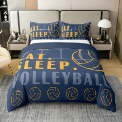 Volleyball 100% Baumwolle Bettwäsche Set,Sport Ball Thema Bettbezug 135x200 für Kinder Teens Erwachsene,Volleyball Spiel Bett Set,Sport Liebhaber Bettbezug mit 1 Kissenbezug Weich Blau Gelb 135*200+80*80*1 Angebot bei HelloDeals