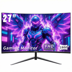 CRUA 27'' Curved Gaming Monitor, FHD 1080P, 200Hz, 1ms GTG, 1800R Curvature, FreeSync, Low Motion Blur, Eye Protection, VESA Mount, HDMI & DP, Black 27 Zoll Angebot bei HelloDeals