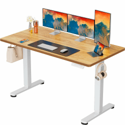 ErGear Elektrisch Höhenverstellbarer Schreibtisch 140 x 70 cm, Schreibtisch Höhenverstellbar mit 4-Gedächtnis-Smart-Pult für Home-Office mit Verbindungsplatte 140 x 70cm Hell Vintage Holzfarbe Angebot bei HelloDeals