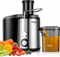 GDOR 800W Entsafter Juicer Machine aus Edelstahl 76mm Großem Mund Entsafter Gemüse und Obst 3 Geschwindigkeitsstufen Juicer Schnelles Entsaften Leicht zu Reinigen Zentrifugaler mit Bürste BPA-frei Small Angebot bei HelloDeals