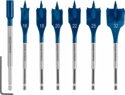 Bosch 7x EXPERT Self Cut Speed Flachfräsbohrer-Sets (für Weichholz, Spanplatte, Ø 16-32 mm, Professional Zubehör Bohrmaschine/Schrauber) Ø 16-32 mm Ø 16-32 mm, Set Angebot bei HelloDeals