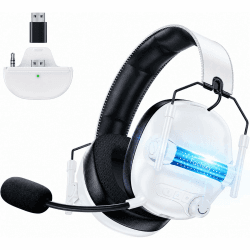 Gaming Headset Wireless für Xbox Series X|S|One, PC, PS5, PS4, Switch, 2.4GHz Und Bluetooth 5.4 Headset Kabellos mit Mikrofon, Geringe Latenz Noise Cancelling, Faltbar, mit LED Licht 60h Akkulaufzeit Mineralweiß Angebot bei HelloDeals