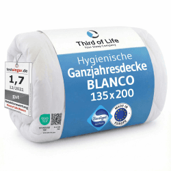 Bettdecke 135x200 mit Hygieneschutz & weicher Veredelung, Nachhaltige Ganzjahresdecke Blanco, Atmungsaktive Hohlfaser, Feuchtigkeitsregulierende Steppdecke, Warme 135 x 200 Blanket für Allergiker Ganzjahresdecke 135 x 200 Angebot bei HelloDeals