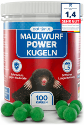 Patronus Maulwurf Power Kugeln 100 STK zum Maulwürfe effektiv vertreiben | Maulwurf Vertreiber-Kugeln mit Sofort- und Langzeitwirkung - effektives Mittel gegen Maulwürfe 100 Stück Angebot bei HelloDeals