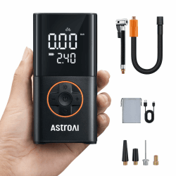 AstroAI Kabellose Elektrische Luftpumpe, Tragbare Akku Fahrradpumpe | mit alle ventile LED-Licht, Wiederaufladbare Reifenpumpe für Fahrrad, E-Bike, Auto, Motorrad, Bälle, Schwarz Angebot bei HelloDeals
