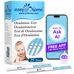 Easy@Home Kinderwunsch 25 x Ovulationstest Fruchtbarkeitstests für Eisprung – Unterstützt durch die kostenlose Premom Ovulation APP, 25LH Tests (25LH) Angebot bei HelloDeals