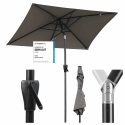 Sekey Aluminum Sonnenschirm mit Kurbel und Knicker, 200 × 300 cm Sonnenschirm Balkon, Rechteckig für Balkon Garten & Terrasse Sonnenschutz UV 50+, Cappuccino Cappuccino 200 × 300 cm Standard Angebot bei HelloDeals
