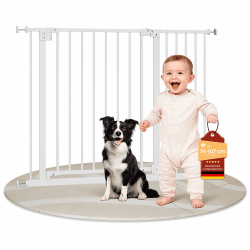 WOLTU Baby Türgitter Treppenschutzgitter, Türschutzgitter, Absperrgitter, 75-107 cm, mit/ohne Bohren, Auto-Close, 90° Stop, beidseitig schwenkbar, 2 Riegel, Metall, weiß Weiß 75-107cm Angebot bei HelloDeals