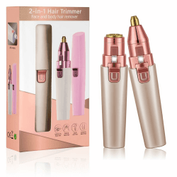 URAQT Gesichtshaarentferner für frauen, 2 in 1 USB Elektrischer Augenbrauen Rasier, Schmerzfreie Augenbrauen Trimmer Frauen Für Körper Gesichtshaare Lippen Kinn, eingebautem LED-Licht (Roségold) Angebot bei HelloDeals