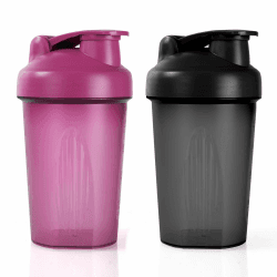 ACWOO Protein Shaker, 500ml Eiweiß Shaker, proteinshaker mit Messskala, BPA Frei, auslaufsicher, Langlebiger, Geruchsneutraler Shake Becher, Shaker für cremige Whey Proteinpulver Shake(Schwarz + Lila 500ml (die Skala zeigt 400 ml an) Schwarz+lila Angebot bei HelloDeals