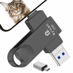 [Ohne APP] USB Stick für lPhone,Ryican 4 in 1 Speicherstick für lPhone 256GB USB C Stick Handy Fotos speichern USB 3.0 Externer Speicher für iOS/Smartphone/Pad/OTG Android/PC/Tablet,Schwarz 256GB Schwarz Angebot bei HelloDeals