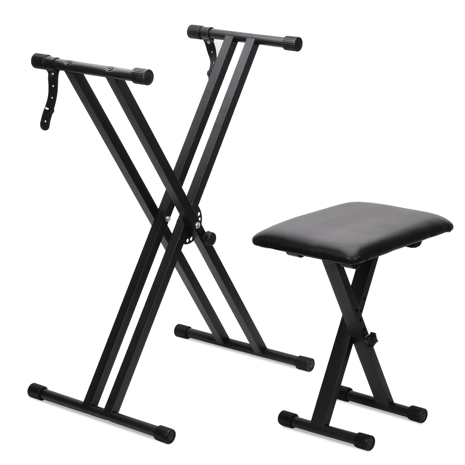 Doppelstrebig X-Keyboardständer,keyboard ständer mit 7-Fach höhenverstellbar - gepolsterte Keyboardbank 3-Fach höhenverstellbar – Stabiler, klappbarer Ständer und komfortabler Klavierhocker (Schwarz) Angebot bei HelloDeals