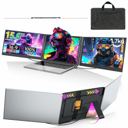15.6'' Triple Laptop Monitor Erweiterung, 1080P FHD Laptop Screen Extender, Portable Monitor für Laptop, Laptop Bildschirm Erweiterung, Plug-Play, Dual Tragbarer Monitor für Mac/Windows/Chrom 15,6'' Laptop Screen extender Angebot bei HelloDeals