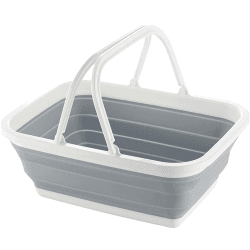 Zusammenklappbare Waschbecken Camping Picknickkörbe Klappbarer Wäschekorb Faltbare Eiskübel Zusammenklappbare Spülschüssel mit Griffen zum Waschen von Geschirr Wandern nach Hause Wäschespeicher Angebot bei HelloDeals