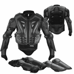 5 Stück Motorrad Schutz Jacke,Kinder Motorrad rüstung mit Knieschoner Ellbogenschoner Brustpanzer Racing,für Outdoor Sport - 4/6/8/10/12/14 Jahre Einheitsgröße Schwarz Angebot bei HelloDeals