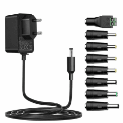 Tonton 12V 1A Netzteil, Extra 3 Meter Kabellänge Universal AC DC Netzteil Power Adapter mit 8 DC Steckern für 12V 0.3A 0.5A 0.8A 1A Elektronik wie LED Streifen Licht CCTV Kamera Router 1000mA Max. 12V1A+Adapter Angebot bei HelloDeals
