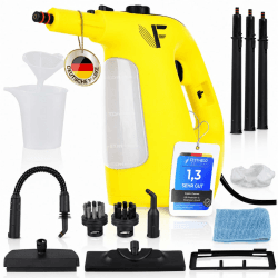 Neighbour's Friend® Dampfreiniger 2 in 1 mit Dampf Mop Funktion – Leistungsstarker Handdampfreiniger 1500W, 4m Kabel, 450ml Tank I Dampfreiniger Handgerät für Boden, Fenster, Bad, Teppich, Küche 1x Dampfbesen Inkl. Zubehör Angebot bei HelloDeals