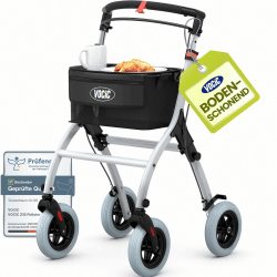 VOCIC Z32 Rollator Schmal für Wohnung,Indoor Rollator Faltbar und Leicht,Stabiler Wohnungsrollator mit Spuer Leiser Anti-Rutsch Reifen,Rollatoren für Senioren Klappbar Tablett,Weiß|5 Jahre Support Angebot bei HelloDeals