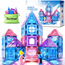 Magnetische Bausteine 58-teilig Set für Kinder ab 3–8 Jahren Magnetbausteine & Konstruktionsspielzeug STEM Lernspielzeug Montessori Bauspielzeug für Jungen und Mädchen Geschenk Geburtstag Weihnachten Angebot bei HelloDeals