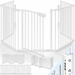 KIDUKU® Kaminschutzgitter mit Tür Metall 360 cm | Absperrgitter Ofenschutzgitter faltbar | Konfigurationsgitter inkl. 6 Elementen (Weiß) 360 cm Weiß Angebot bei HelloDeals