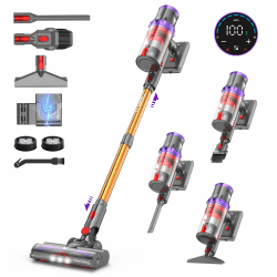coovy SU7 Akku Staubsauger Kabellos, 55000Pa/580W 75Min Laufzeit Akkustaubsauger mit LED Display & Auto-Stauberkennung, Selbststehend, Akkusauger Vacuum Cleaner für Teppich Tierhaare Angebot bei HelloDeals