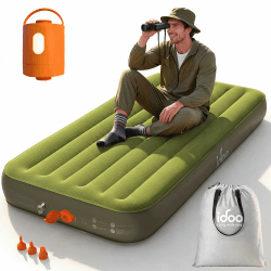 iDOO Aufblasbare Matratze, Luftmatratze mit Eingebauter Abnehmbarer Luftpumpe, Luftbett Selbstaufblasend in 1.5 Minuten Leicht und Tragbar, Ideal für Camping, Reisen und Gäste Blau 1 Personen(203×99cm) Angebot bei HelloDeals