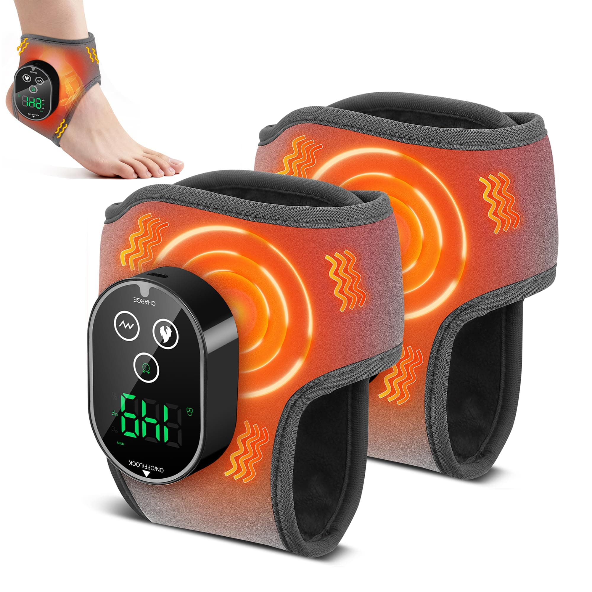 2 Pack Fussmassagegerät mit 3 Vibrations, 4 Heats & 3 Timer Grau | Fußmassagegerät Elektrisch mit 3000mAh, Fussmassage für Durchblutung Knöchel Wärmen Durchblutung Geschenk für Vater Mutter Grau 2 Pack Angebot bei HelloDeals