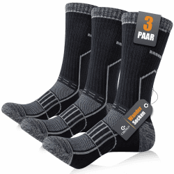 Circorld Wandersocken Herren & Damen, Atmungsaktiv Outdoor Socken Baumwolle Sportsocken, Anti Blasen & Geposltert Trekkingsocken Laufsocken Tennissocken Arbeitssocken, 3 Paar 43-46 Schwarz-3 Paar Angebot bei HelloDeals