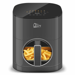 Uten Dual Blaze Heißluftfritteuse 5,5 L mit Sichtfenster, XXL Frittieren Fett, Farbbildschirm, 14 Programme, Verzögerter, 2 Heizquellen Einzeln Steuerbar, Kein Umdrehen Speisen, Energiesparend Grau-1 Angebot bei HelloDeals