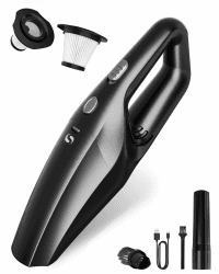 Handstaubsauger Akku kabellos, Schnell aufladbarer Mini Staubsauger, Auto Staubsauger stark mit waschbarem HEPA-Filter, Akku Handstaubsauger für Tierhaare, Auto, Haushalt, Büro Black Silver Angebot bei HelloDeals
