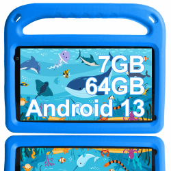 GOODTEL Tablet Android | 7 GB RAM + 64 GB ROM | 7 Zoll Tablet, WLAN, Bluetooth, GPS, Bildung + Spiele, Doppelkamera, sicherung, mit Eva-Hülle – Blu Blau G7 Angebot bei HelloDeals