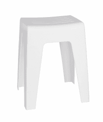 WENKO Badhocker Mod. Kumba, Hocker in modernem Design aus Kunststoff in Schwerer Qualität, Sitzhocker belastbar bis 120 kg, (B x H x T) 38 x 47 x 32 cm, Weiß Angebot bei HelloDeals