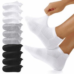 YouShow 10 Paar Sneaker Socken Herren Damen, Atmungsaktive Baumwolle Socken, Kurz Sportsocken Laufsocken 4x Schwarz +3x Weiß +3x Grau 35-38 Angebot bei HelloDeals