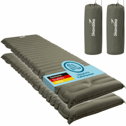 Skandika Luftmatratze Dromluft 2er Set | aufblasbare Matratze, 205 x 65 cm, integrierte Fußpumpe, Druckknöpfe, wasserabweisend, 8 cm dick, kleines Packmaß, Tragetasche | für Camping, Outdoor, Wandern Angebot bei HelloDeals
