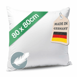 Kopfkissen 80x80 Federkissen Made in Germany - Kissen mit 100% Federfüllung - Federkopfkissen mit Bezug aus Baumwolle - Ökotex-zertifiziert - Füllkissen für erholsamen Schlaf - Kissen - 1er Set 80x80cm Angebot bei HelloDeals