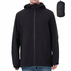 Regenjacke Herren Wasserdicht Atmungsaktiv regenjacken für herren Windbreaker mit Kapuze dünne fahrrad regenjacke herren Schwarz L Angebot bei HelloDeals