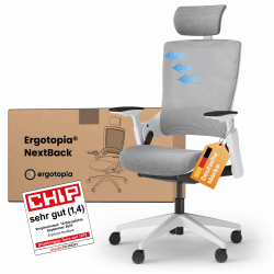 Ergotopia NextBack | Ergonomischer Bürostuhl 150kg belastbar gegen Rückenschmerzen | Schreibtischstuhl ergonomisch | Bürostuhl ergonomisch, Office Chair - 5 Jahre Garantie Grau-weiß Angebot bei HelloDeals