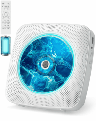 CD Player Tragbar Bluetooth Radio mit CD-Player mit Lautsprecher Unterstützung USB & AUX-Wiedergabe mit Fernbedienung Staubschutzhülle Weiß Angebot bei HelloDeals