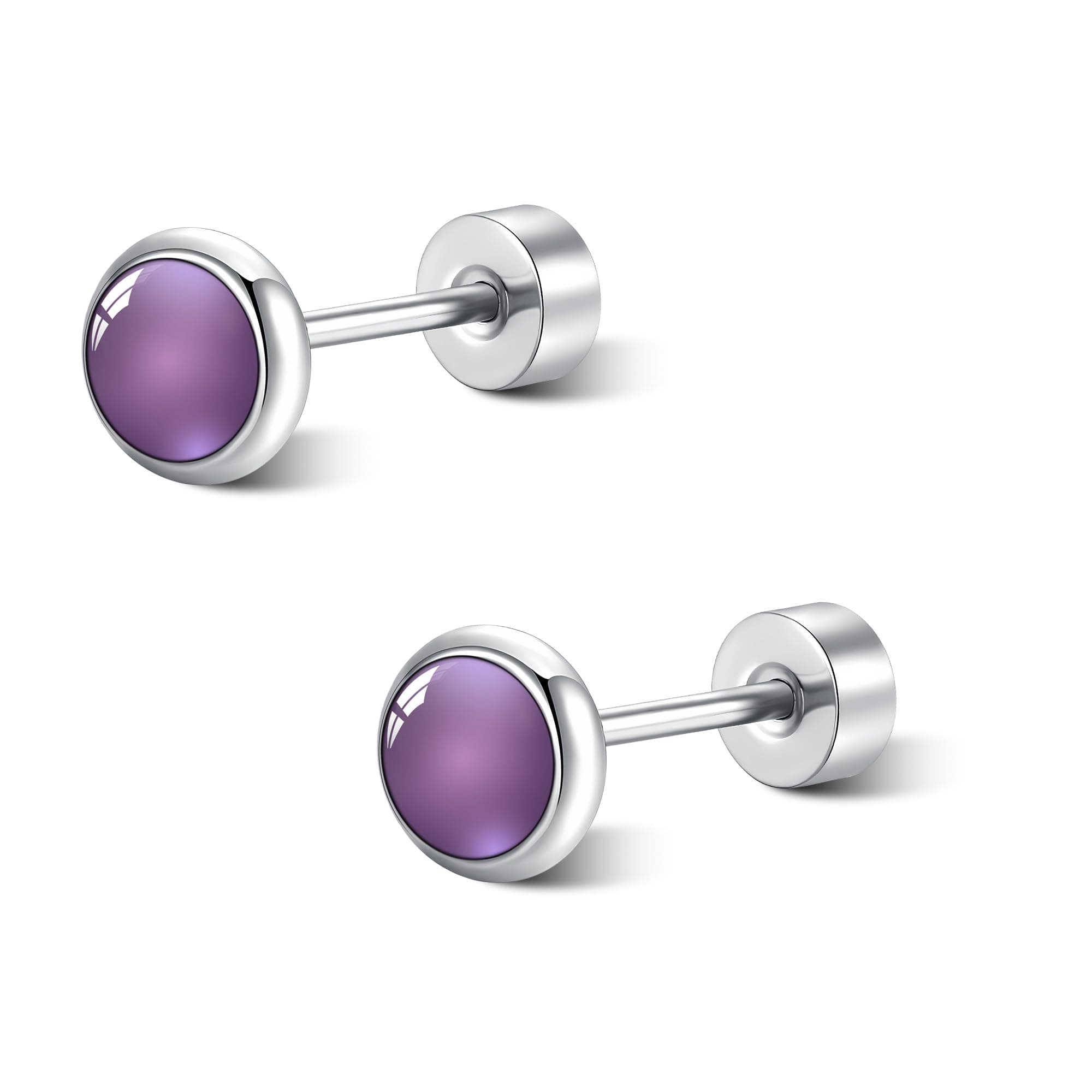 Hypoallergene Ohrstecker für Damen Ohrringe aus Naturstein & Titan Unisex-Schmuck In verschiedenen Ausführungen erhältlich Amethyst 5MM Angebot bei HelloDeals