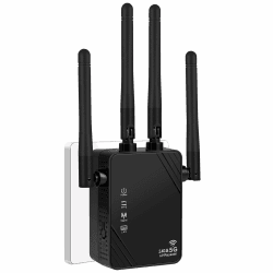 WLAN Verstärker, 1200Mbit/s WLAN Repeater, 5G & 2.4G Dualband Ultraxtender WiFi Verstärker mit LAN anschluss, WPS, Kompatibel mit 99% Standard-WiFi Routern, Deckt bis zu 9200Sq.ft und 35 Geräte Angebot bei HelloDeals