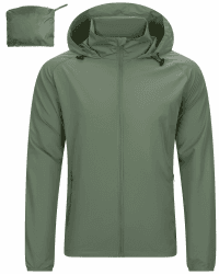 33,000ft Leichte Regenjacke Herren Wasserdicht Atmungsaktiv -Männer Dünne Outdoor Jacke Faltbar Windbreaker Wanderjacke Laufjacke zum Reisen Wandern Golf L Grün Angebot bei HelloDeals