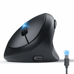 TECKNET Ergonomische Maus Bluetooth, Wiederaufladbar Maus Kabellos mit 3 Gerät (BT 5.0/3.0 + 2.4G), 6 Tasten, 4800 DPI Leise Vertikale Funkmaus für Laptop, Computer, iPad, Mac, Windows Schwarz Angebot bei HelloDeals